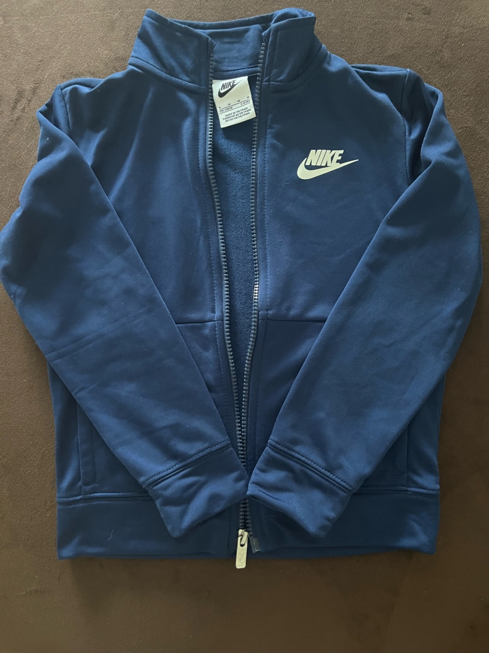 Nike Kids Navy Blue Full-Zip Athletic Jacket with White Logo
